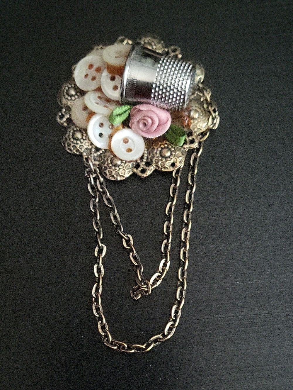 Handmade Vintage-Inspired Pink Rose Thimble